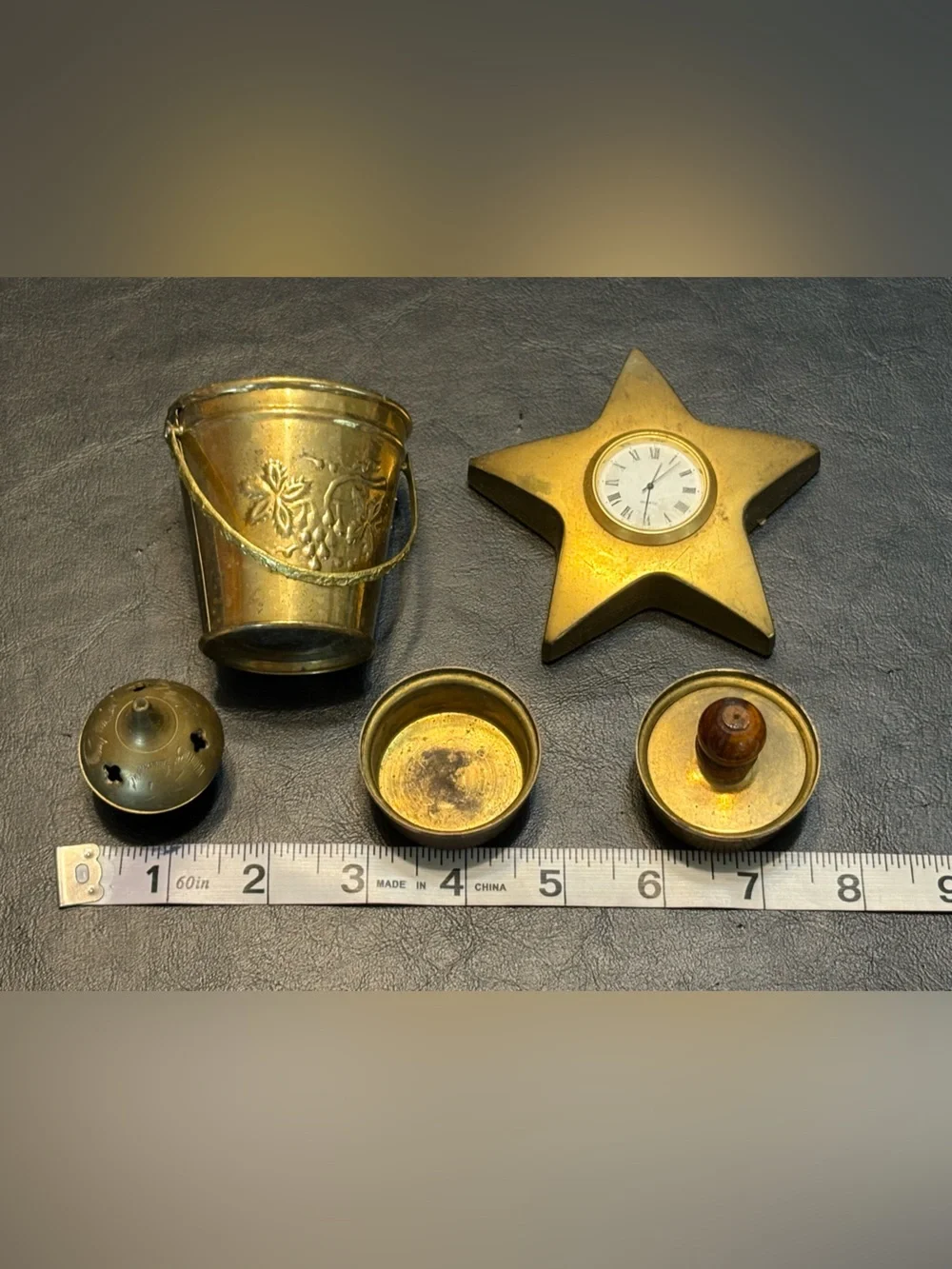 Brass Decorative Lot Brass Accents, - Gold metal bucket